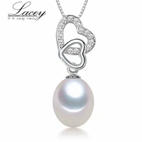 fashion freshwater pearl necklace for womengenuine natural pearl heart necklace pendant 925 silver girl trendy gifts
