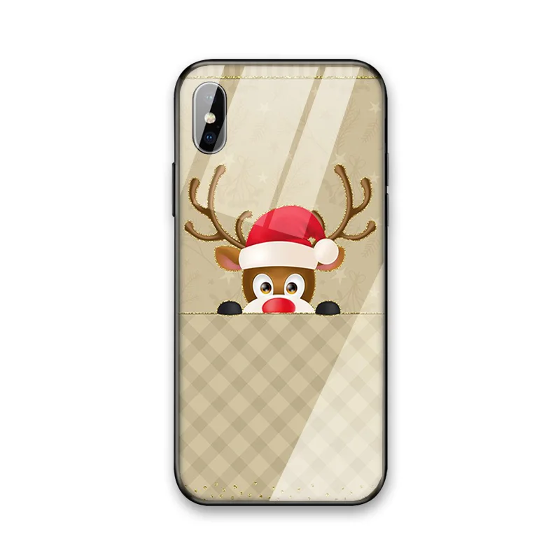 Роскошный стеклянный чехол для Apple iphone 6 7 8 10 Plus X XS XR MAX 7plus 8plus 6G 6S XSMAX рождественский