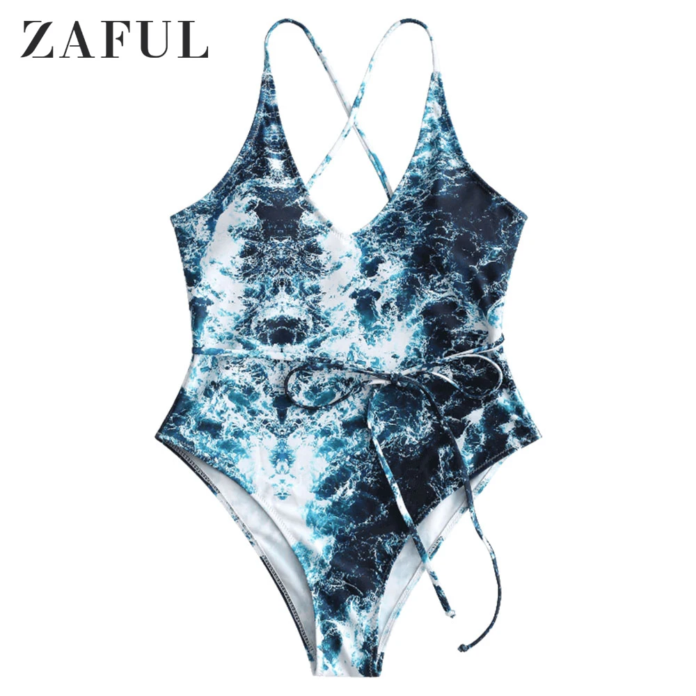 ZAFUL Sexy Print One Piece Костюмы Купальник Женский Боди Бразильский Купальники Женщины