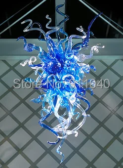 

Modern Blue Flush Mount Art Crystal Chandelier 100% Hand Blown Glass led chandeliers