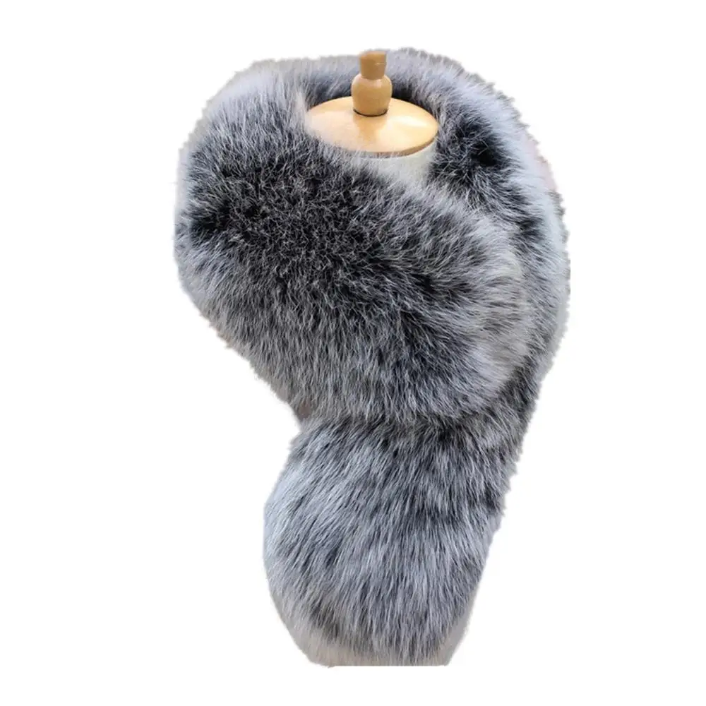 

80CM Winter Warm Faux Fox Fur Collar Cape Women Faux fur Scarf Luxury Warmer Furs Scarves Collar 8 Solid Colors