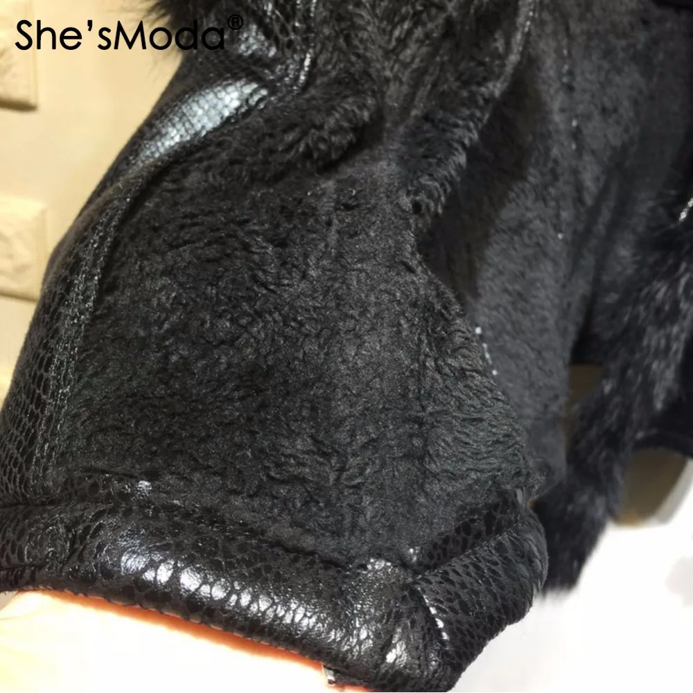 She'sModa натуральный Лисий мех зимний флис тонкий женские молнии пояса для пальто