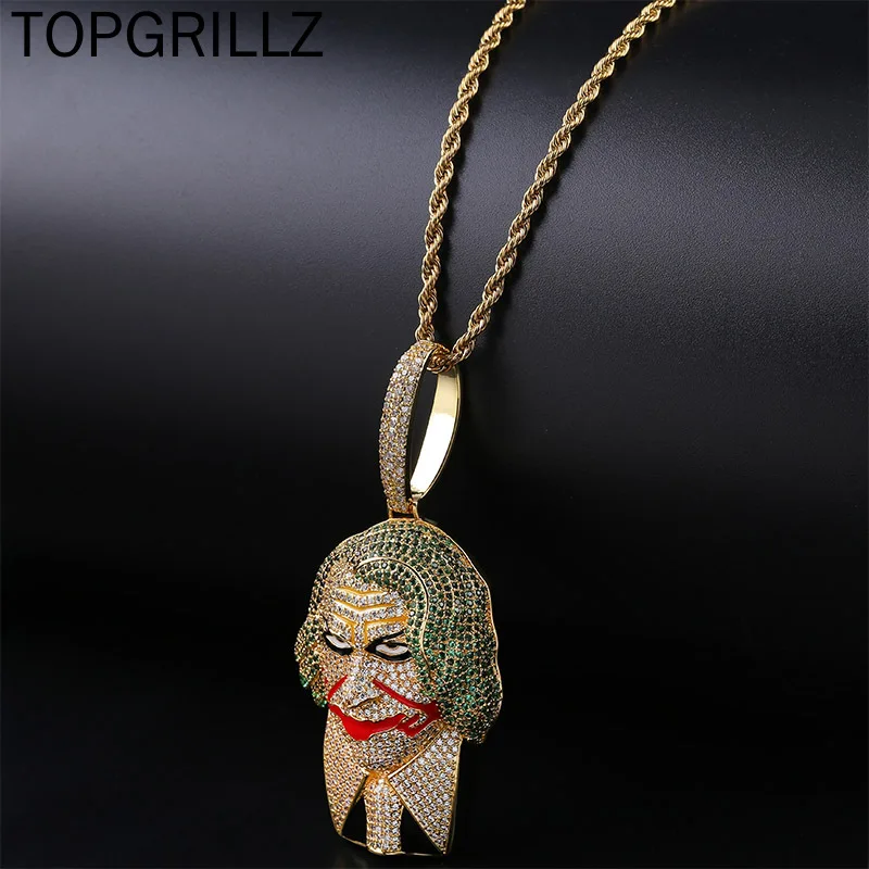 TOPGRILLZ хип хоп Джокер суперзлодей кулон ожерелье микро паве кубический циркон Шарм Iced Out ювелирные изделия для мужчин и женщин подарок