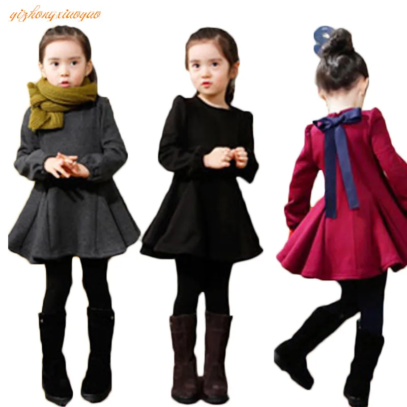 Осень-зима 2018 детское платье для девочек плотное вельветовое хлопковое с