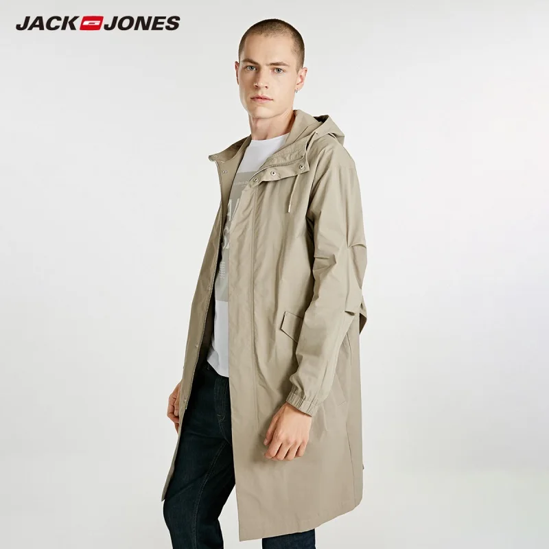JackJones Мужской плащ с капюшоном ветровка длинная куртка 218321531