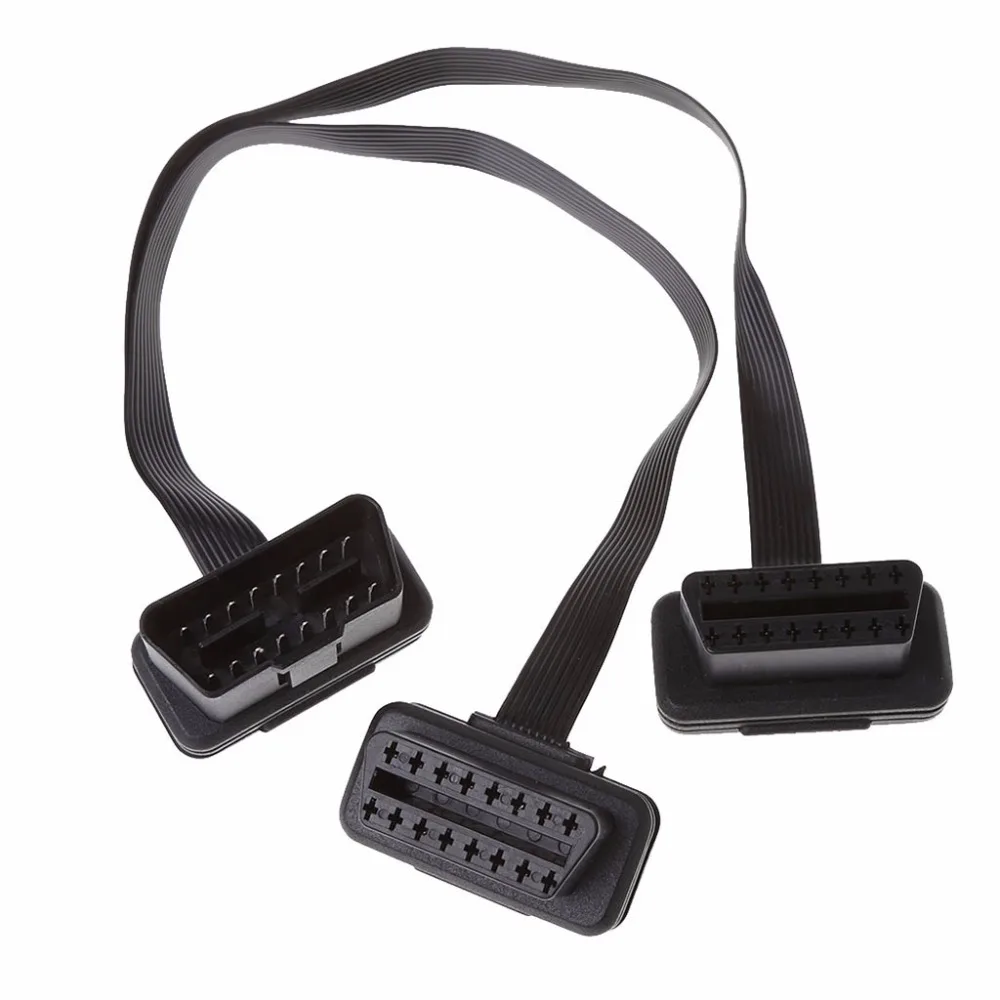 OOTDTY Новый 30 см 16 Pin OBD2 штекер двойной женский сплиттер плоский тонкий Y разъем