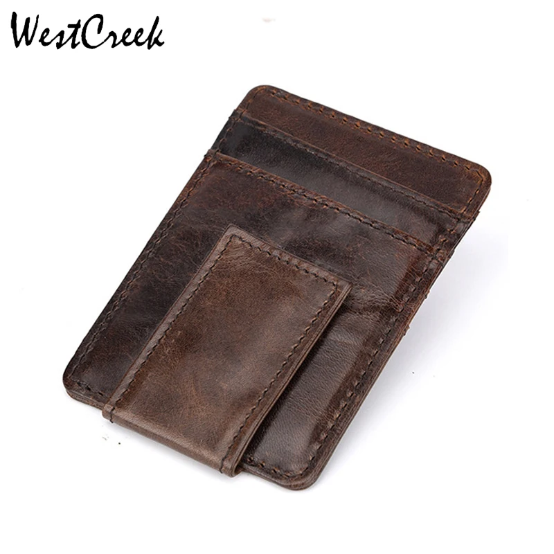 WESTCREEK брендовый мужской кошелек из натуральной кожи с зажимом для денег передним