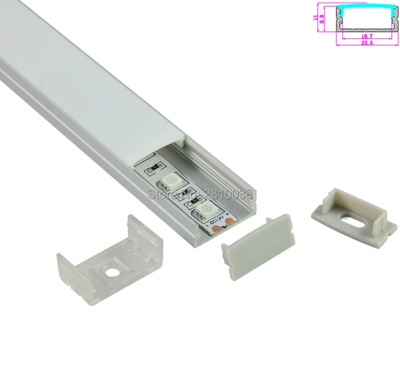 10 Sets/Lot U type Anodized Silver LED aluminum profile AL6063 Aluminium led profile LED extrusions for recessed Wall light