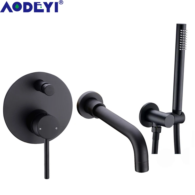 AODEYI скрытый смеситель для ванны матовый золотой черный 1/2 кд кран с ручной