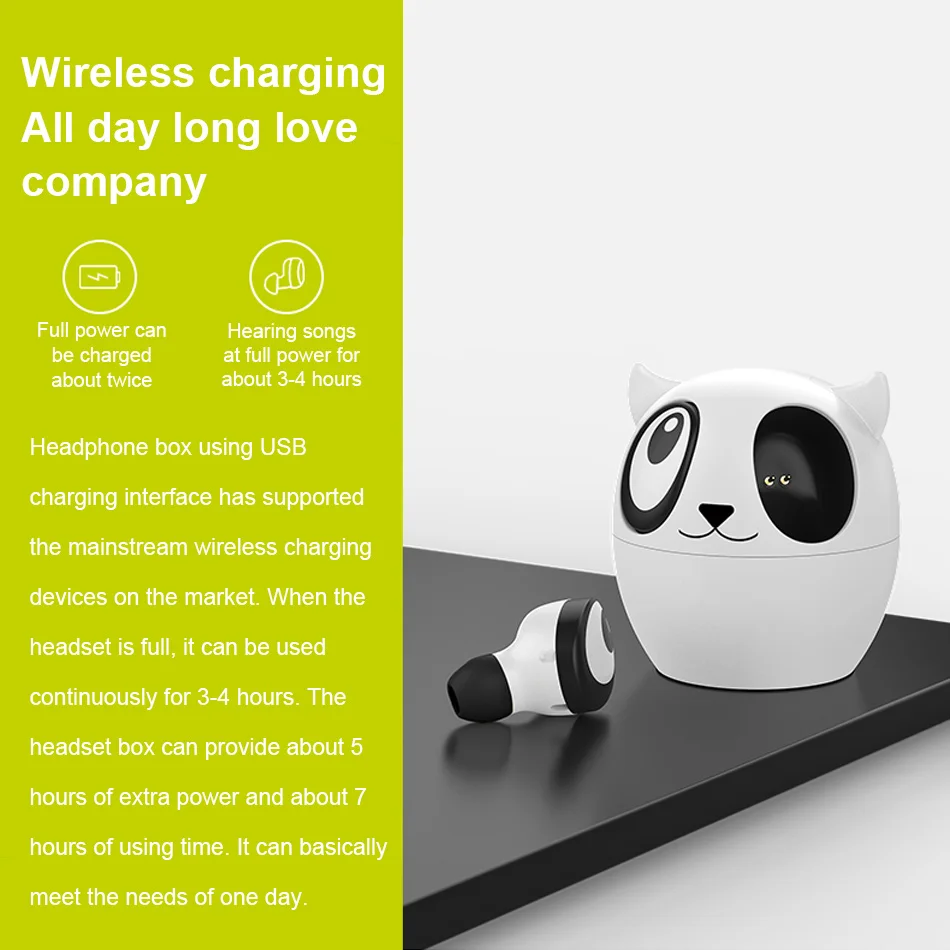 

KEXU New Cute pet cartoon TWS True Wireless Bluetooth Earphone Hi-Fi Stereo Sound Sport Earbuds + Charging Box for iphone