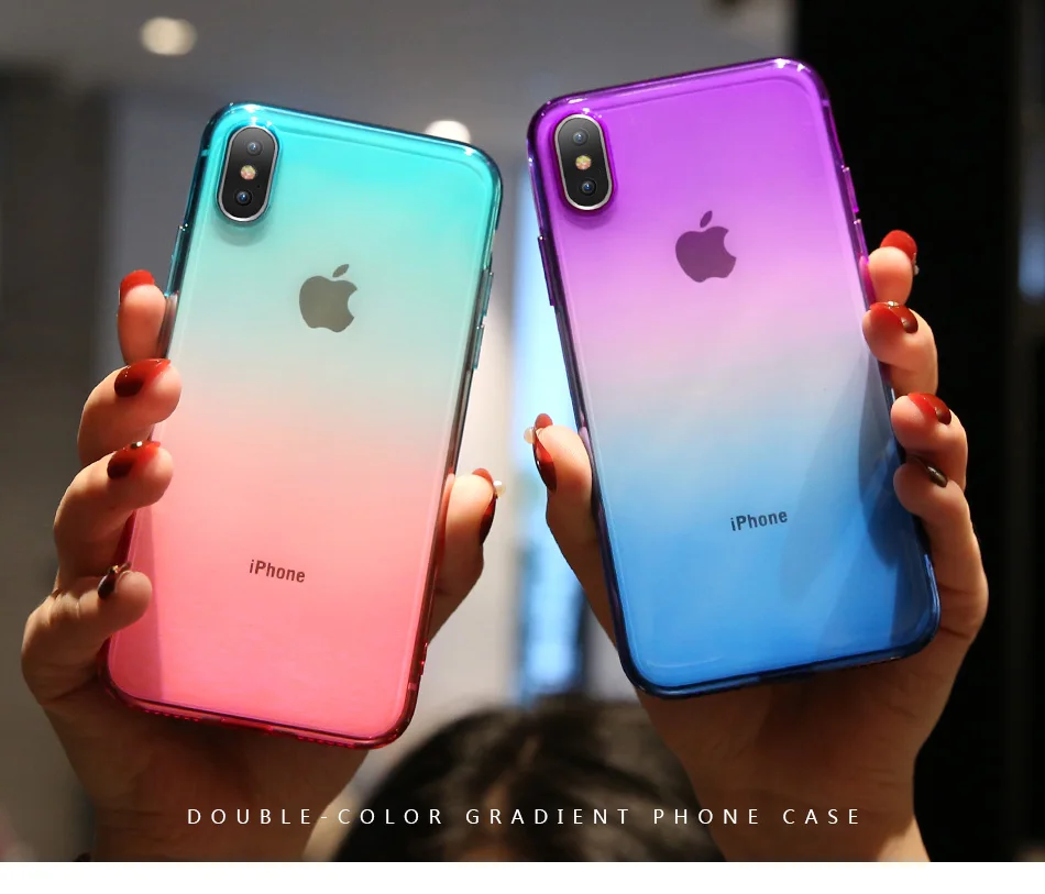 KISSCASE Graient Phone Case For iPhone X XS Max XR Soft Silicone Cases 6 6S 7 8 Plus 5 5S SE Back Cover Coque Fundas |