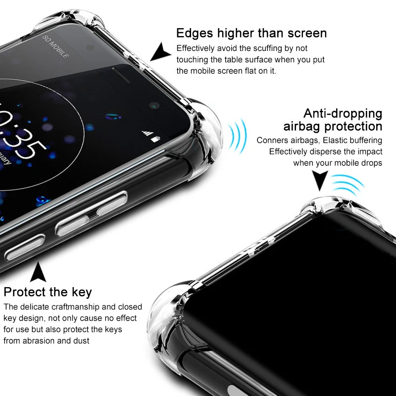 Чехол с воздушной подушкой для Sony Xperia L1 L2 L3 X компактный чехол XZ XZS Premium XZ1 XZ2 XZ3 XZ4 из