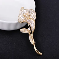 madrry exquisite tulip shape brooch full cubic zirconia flower jewelry women men coat dress scarf pins party accessories gifts