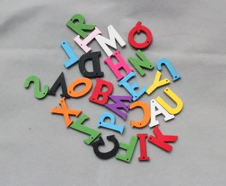 500pcs of medium wood numerial numbers Rainbow Color Wooden Letter Pendants - 24mm free shipping