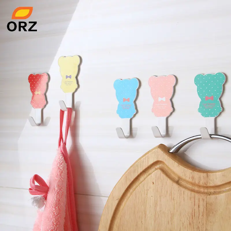 ORZ 5 шт Красочные Медвежонок настенные крючки шляпа сумка держатель для ключей