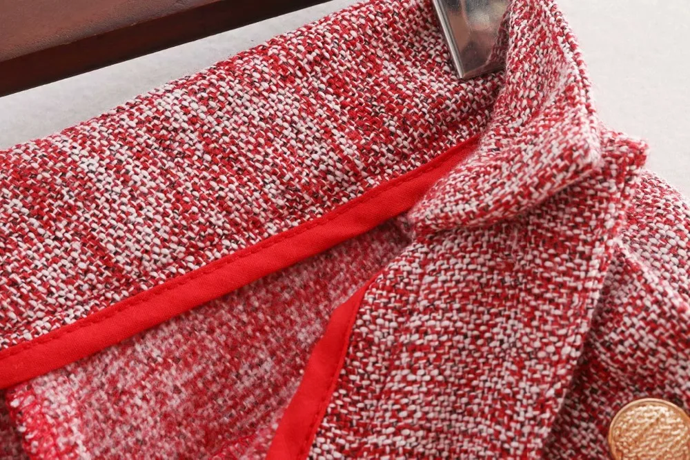 

Fashion Red Soft Wool Button Decoration High Waist Shorts 2018 Autumn Woman shorts Vintage Casual Loose Shorts S M L