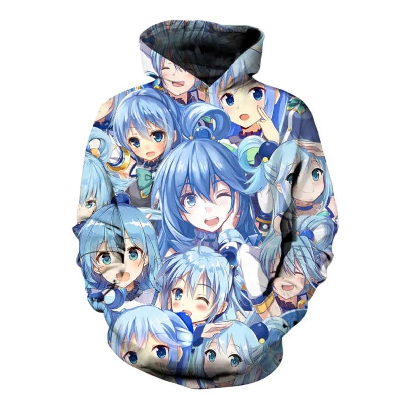 ALMOSUN Aqua And Megumin аниме коллаж 3D все печатные толстовки Толстовка С Карманами хипстер уличная одежда для мужчин и женщин американский размер