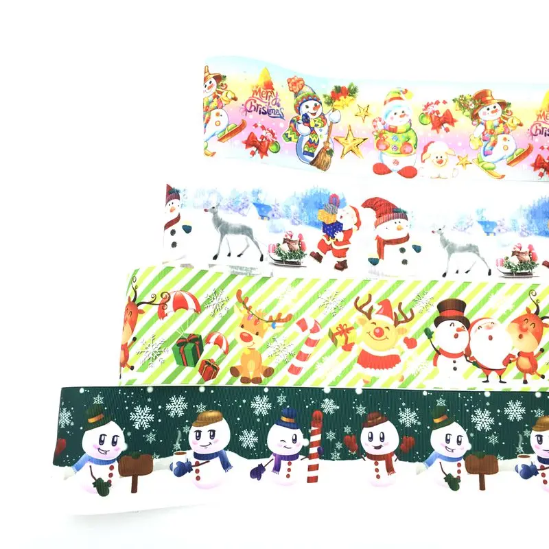 50 yards Hot sale 3&quot 75MM Christmas Day heat tranfer grosgrain ribbon accept custom |