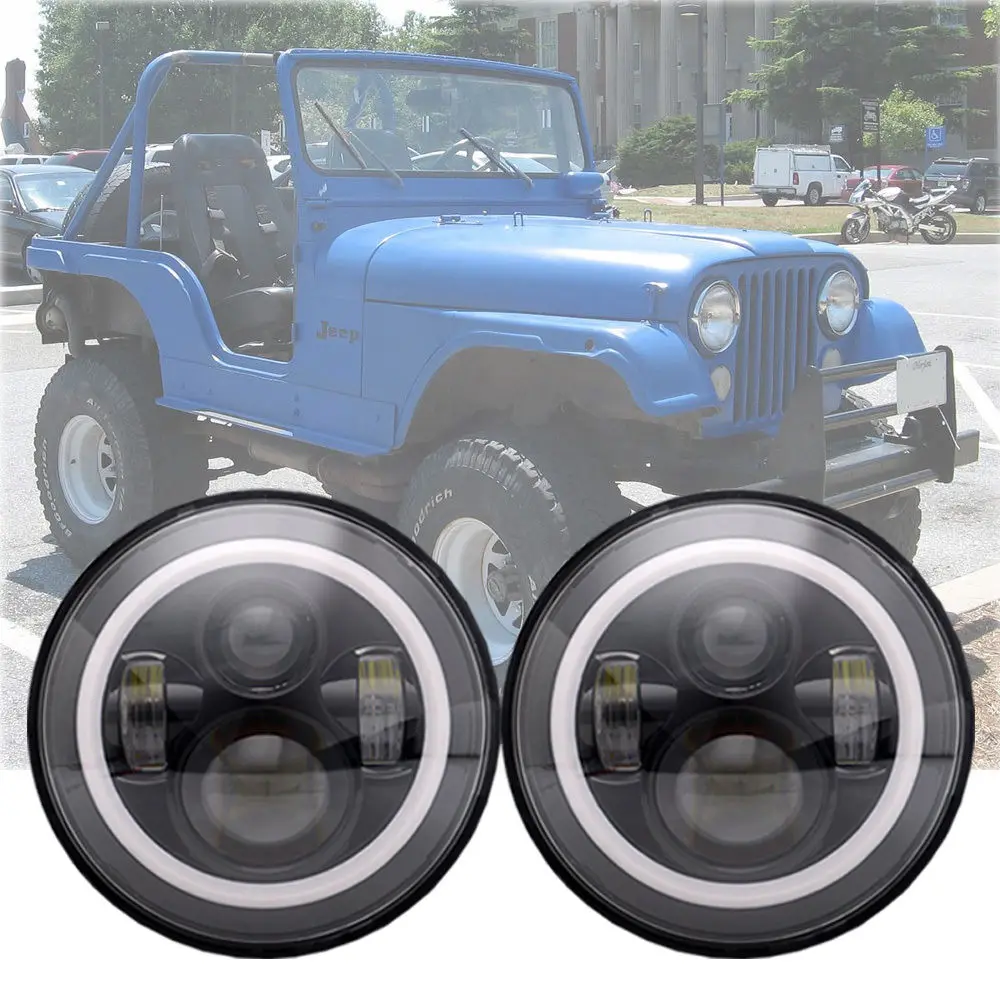 7 дюймовые круглые светодиодные фары Halo Angle Eyes Для Jeep CJ Series CJ5 CJ6 CJ7 дюймовый