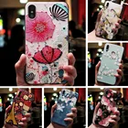 Чехол для Huawei Honor 10i, 20e, с рельефным 3d-изображением животных, цветов, черный силикон