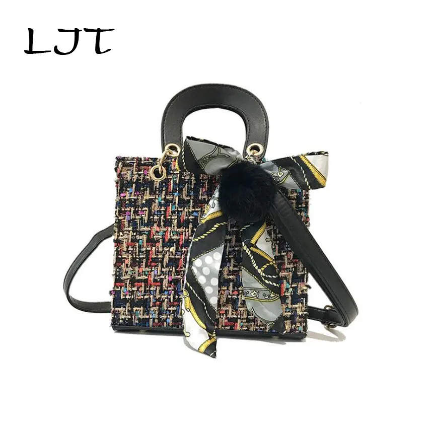 LJT брендовые сумки через плечо для женщин 2019 зимние модные шерстяные роскошные