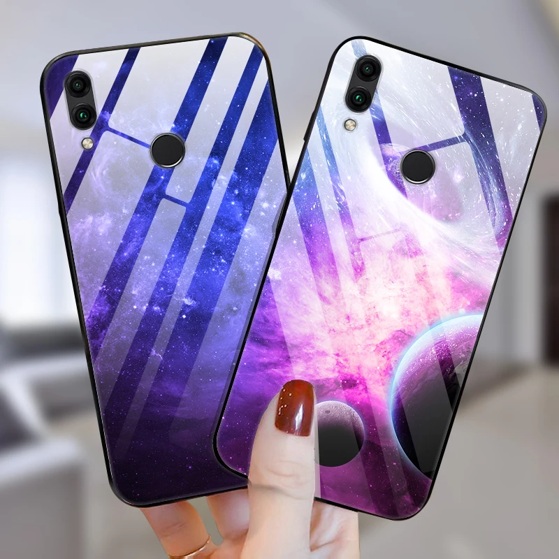 Чехол из закаленного стекла для Huawei Honor 8C силиконовый бампер жесткая стеклянная
