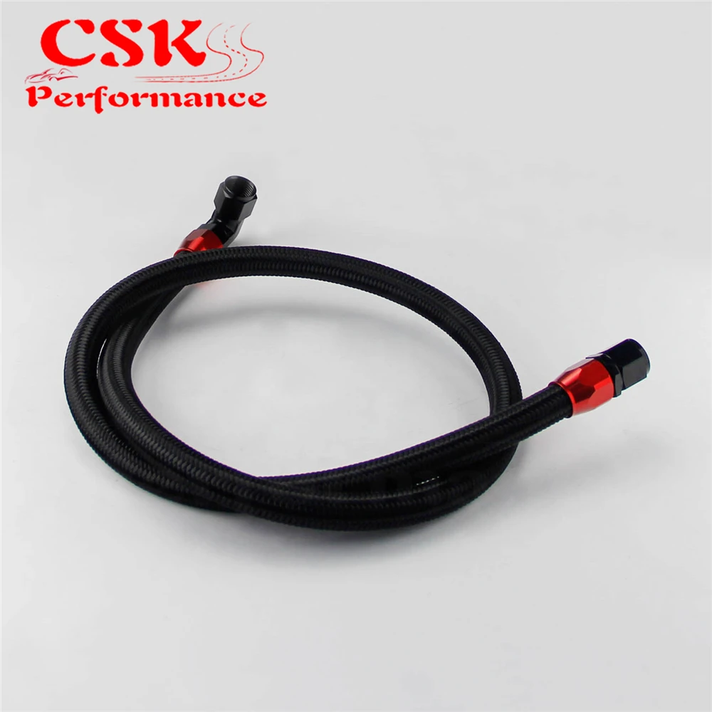 

55 inch AN10 Stainless Steel/ Nylon Braided Oil/Fuel Line Hose w/ Adapter Kit Silver/Black
