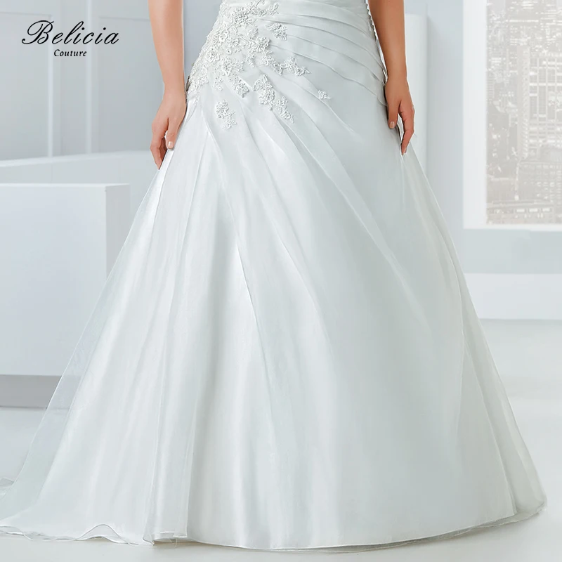 Belicia couture свадебное платье плюс Размеры органза Бисер аппликации без Бретелек Пол