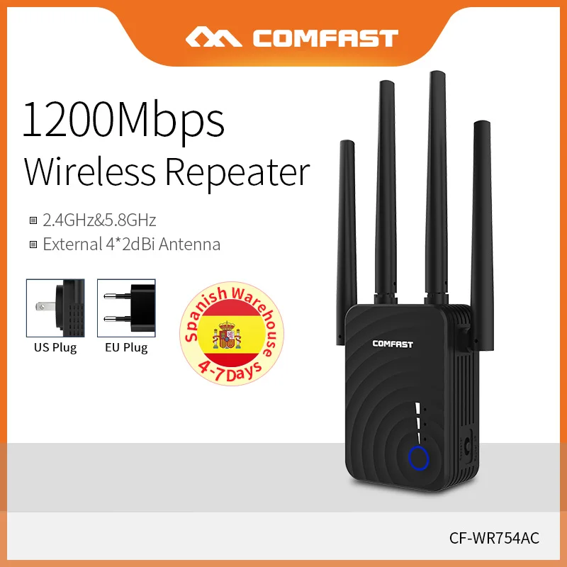 

COMFAST High Power 1200Mbps 2.4G&5G Wireless Wifi Repeater For AP/Router Lan Extender Booster Networking Routers CF-WR754AC