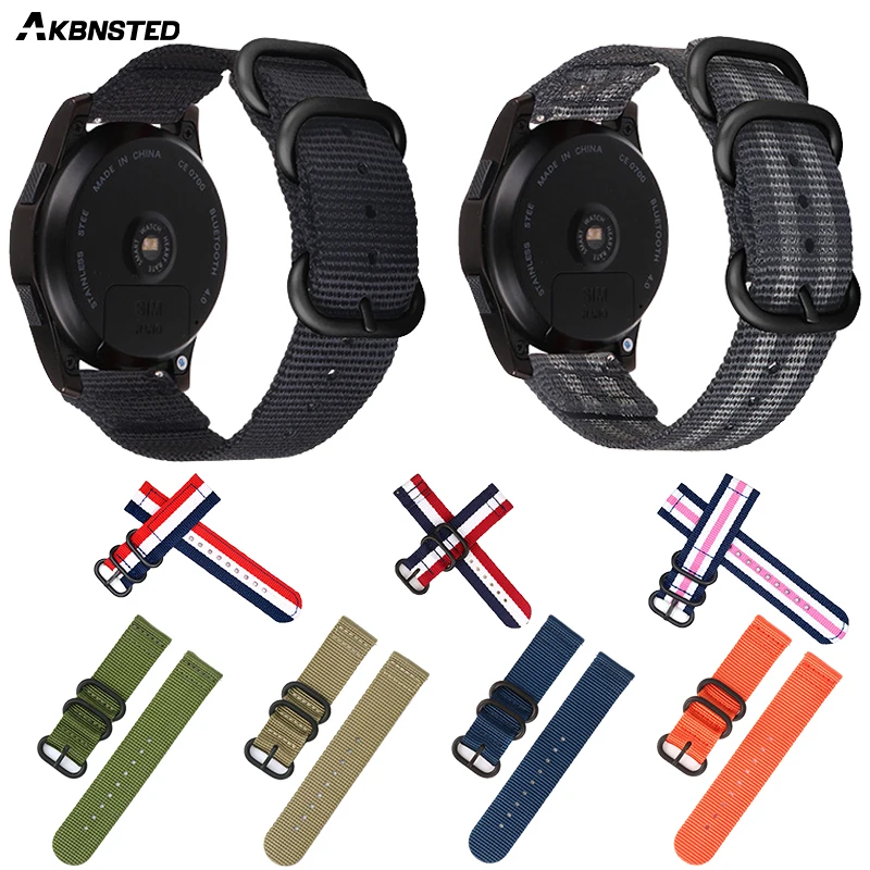 

Сменный нейлоновый ремешок AKBNSTED для Huami Amazfit Bip, ремешок для наручных часов, ремешок для Samsung Galaxy Watch 42 мм 46 мм, аксессуары