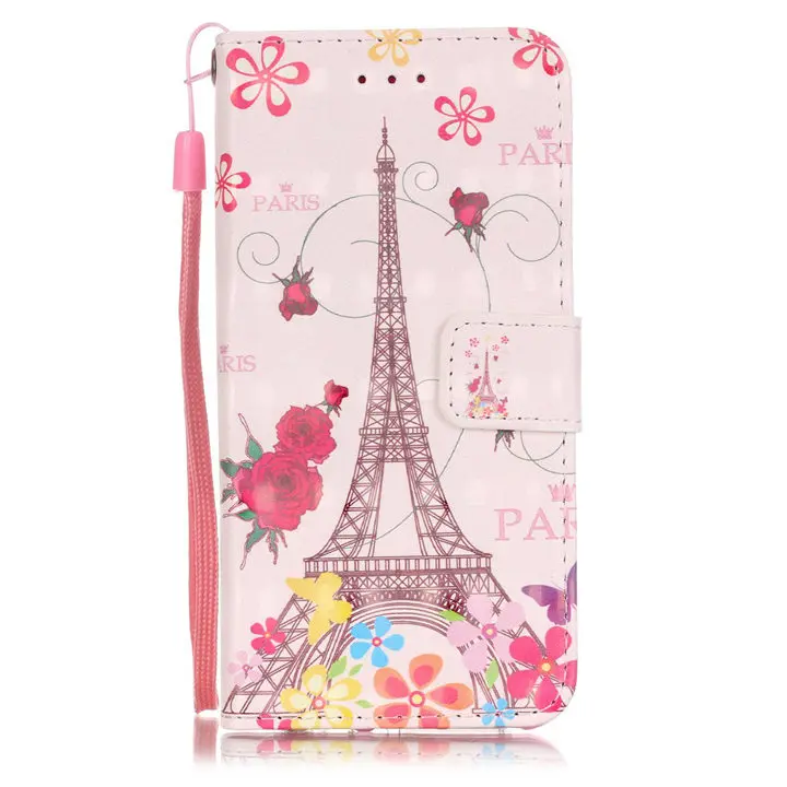 Butterfly Tower Чехлы-портмоне с откидной крышкой для apple iPhone 8, 7, 6, 6S Plus, 5, 5S, SE из искусственной кожи с силиконовым держателем, чехол с перьями, деревом, башней, E03Z - Цвет: Butterfly Tower