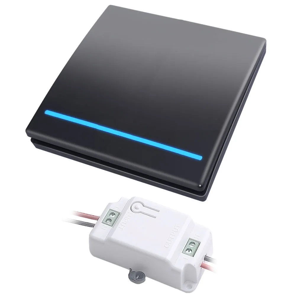 SMATRUL 433 МГц беспроводной переключатель, светильник Smart Push RF, пульт дистанционного управления, AC 110 В 220 В, приемник, 50 м, настенная панель, кнопка, лампа для спальни 1000 Вт - Цвет: WHK01-B(1GANG)1RE