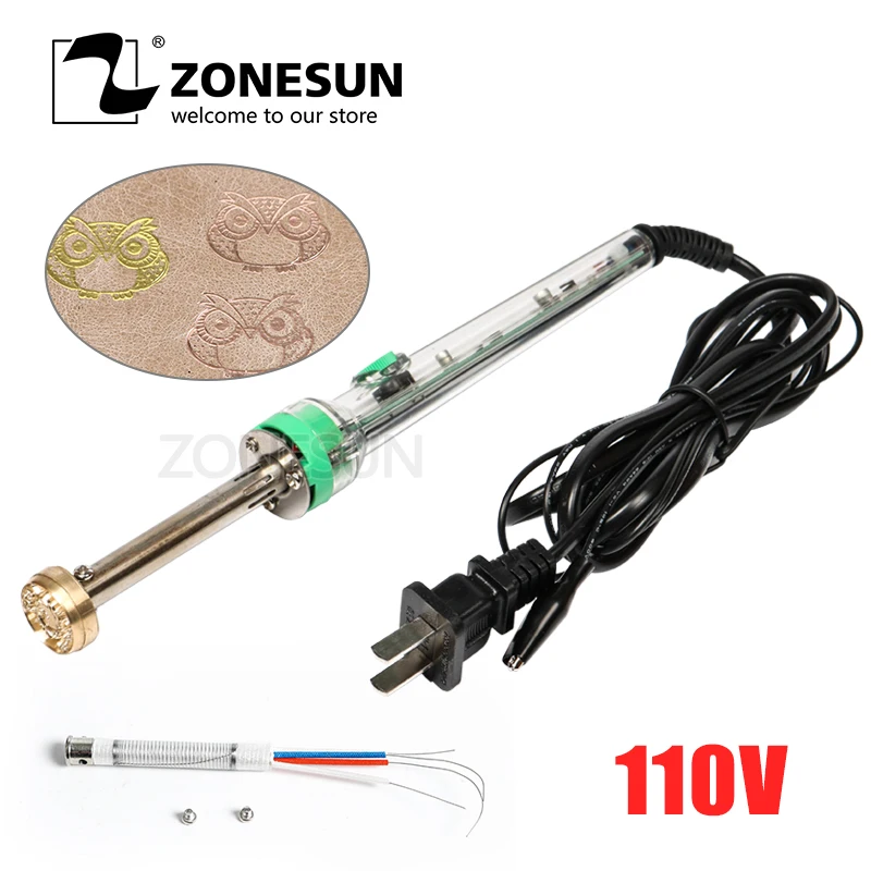 Электрический паяльник ZONESUN 60 Вт для кожи ручной аппарат горячего тиснения