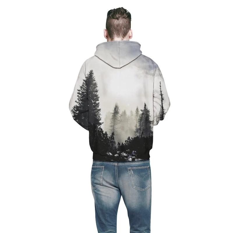 2017 Новая мода в стиле хип хоп пуловеры толстовка печати лес 3D толстовки Для