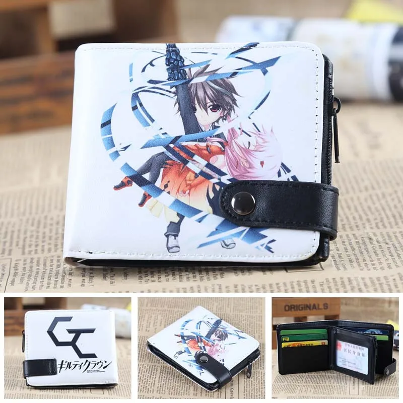 Guilty Crown-01 Аниме мультфильм Кнопка короткий двойной pu Кошелек Черный Дворецкий Тоторо Наруто гинтама атака на Титанов L держатель слоев портмоне - Цвет: Guilty Crown-01