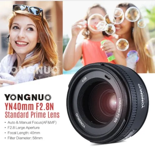 YONGNUO YN40mm F2.8N объектив 1:2. 8 Стандартный фиксированной с фиксированным фокусным