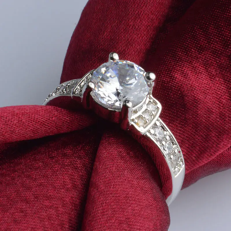 New High Quality Fashion Silver Plated Crown Rings for Women Elegant CZ Crystal Party Engagement Ring Jewelry R186 | Украшения и