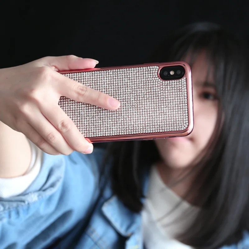 Блестящий Мягкий чехол со стразами для iPhone XR X Xs Max 6 s 6s 7 8 Plus 7Plus роскошный