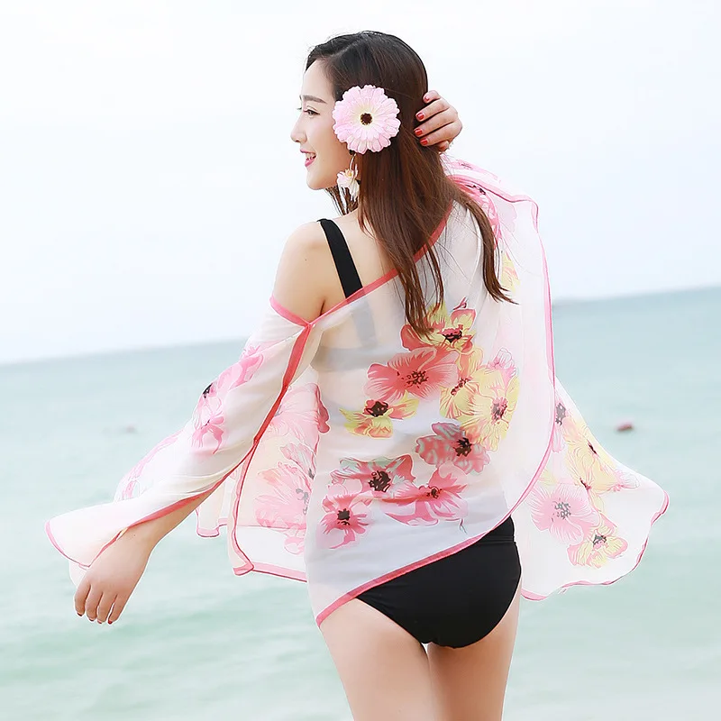 2017 Новое Лето платок пончо накидка прикрыть Большие Парео Шифон Шали Обруча пляж