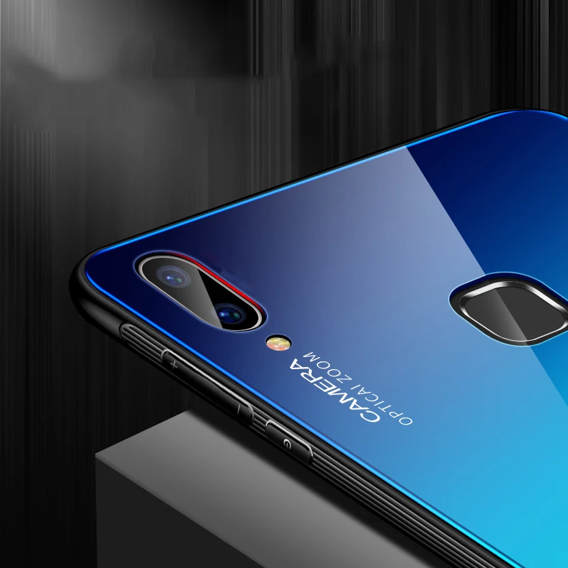 Aurora Gradient Tempered Glass Cases for Vivo NEX S Case Anti-shock Anti-slip Bumper Capa Fundas |