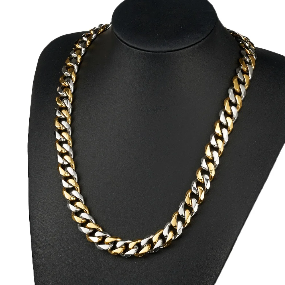 

Hip Hop Mens Necklace Solid Silver Color/Gold/Black Color Filled Curb Cuban Chain Necklace DIY Chain Charm Unisex Jewelry