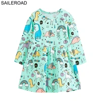 saileroad little girls dresses unicorn print autumn 2021 cotton pocket dress children long sleeve clothes kids party dress