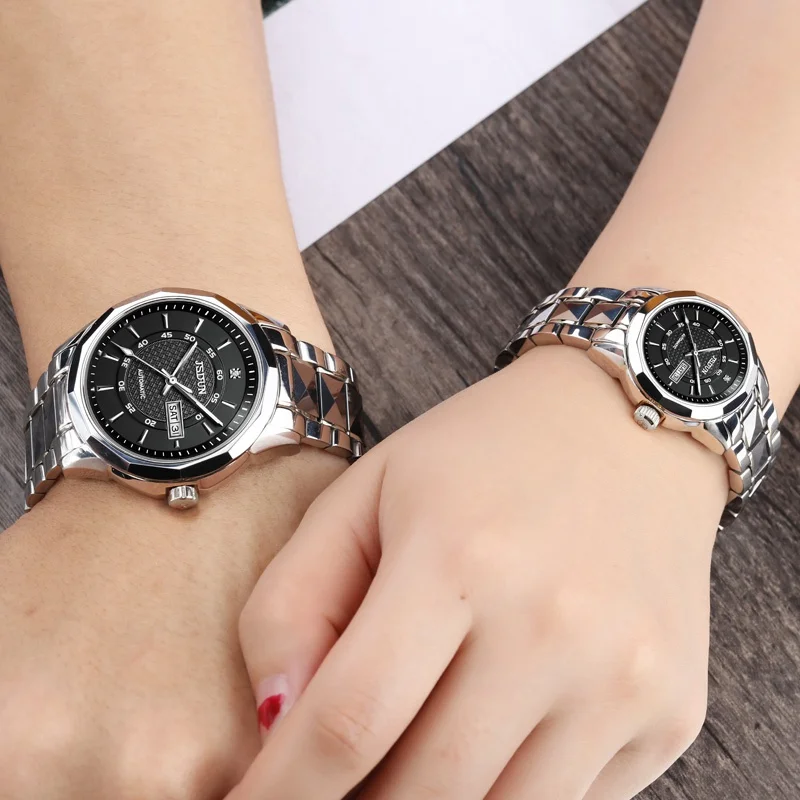 Silver white Couple JSDUN женские часы мужские часы лучший бренд класса люкс механические часы для пары relogio masculino feminino Вольфрамовая сталь водонепроницаемые - Цвет: Silver white Couple