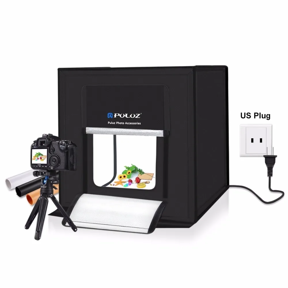 Световой короб PULUZ 60*60 см, 24 дюйма, портативный мини-софтбокс для фотостудии, 60 Вт, белый светильник, светильник короб для студийной фотосъемки, комплект