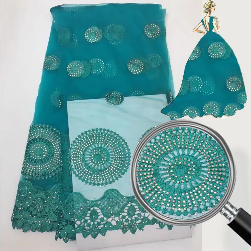 5 yardsHigh Quality 2018 Pearls Embroidered Guipure African Lace Fabric Tulle Rhinestone French Nigerian Fabrics gre | Дом и сад
