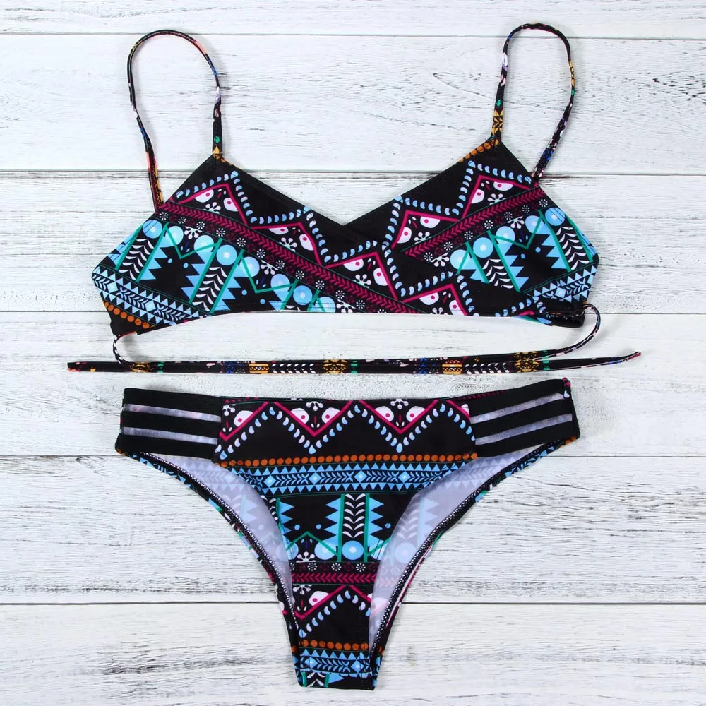 Бикини женский купальный костюм с винтажным принтом пуш ап d90530 2019| |