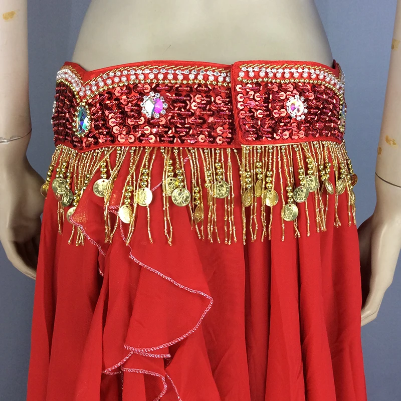 Женский костюм для танца живота ручной работы из бисера бара пояса и юбки 3