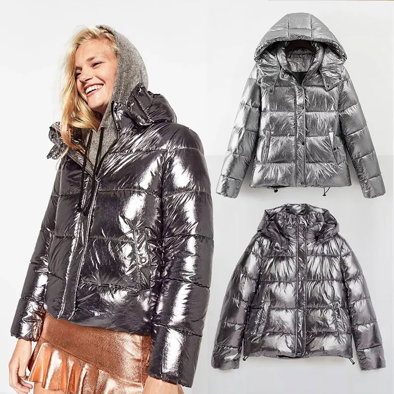 Новинка 2017 года горячего металла цвет Для женщин зимние куртки короткие теплая