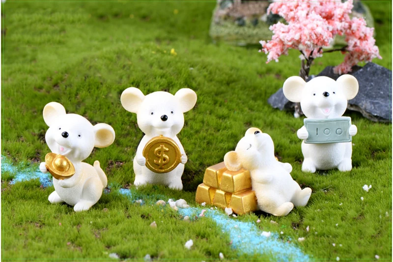 Миниатюрная фигурка Fortune mouse, сказочный мини-сад, украшение для дома, офиса, гостиной, современные аксессуары, животные, смола, Декор