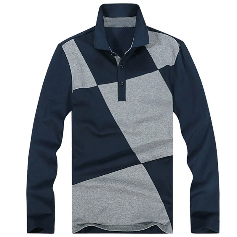 Бренд Для мужчин рубашка поло с длинным рукавом Повседневное Дизайн решетки шить